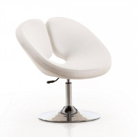 Manhattan Comfort AC037-WH Perch White and Polished Chrome Faux Leather Adjustable Chair